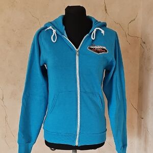Fabulous Las Vegas Blue Full Zip Hoodie Sweatshirt Jacket Women's Size Med NWOT
